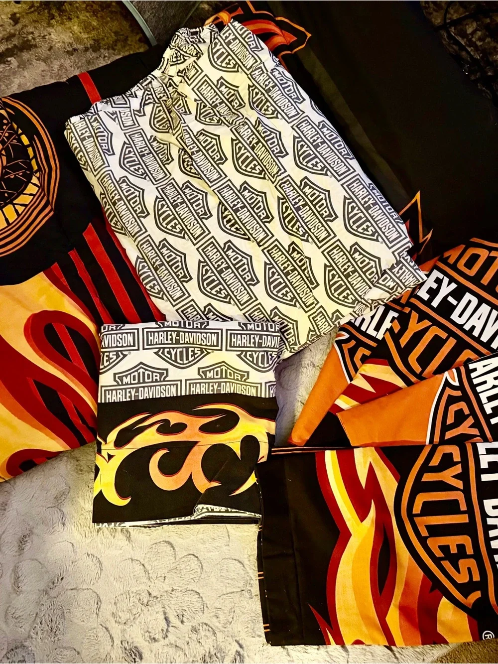 Harley-Davidson Full/Queen flame rider fireball bedding set!